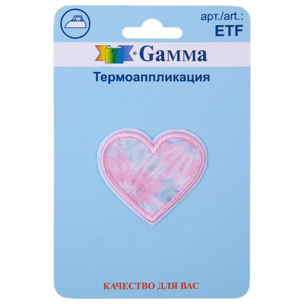 Термоаппликация, 1 шт, 01-019 Сердце 3.9х3.4 см, ETF, Gamma ETF