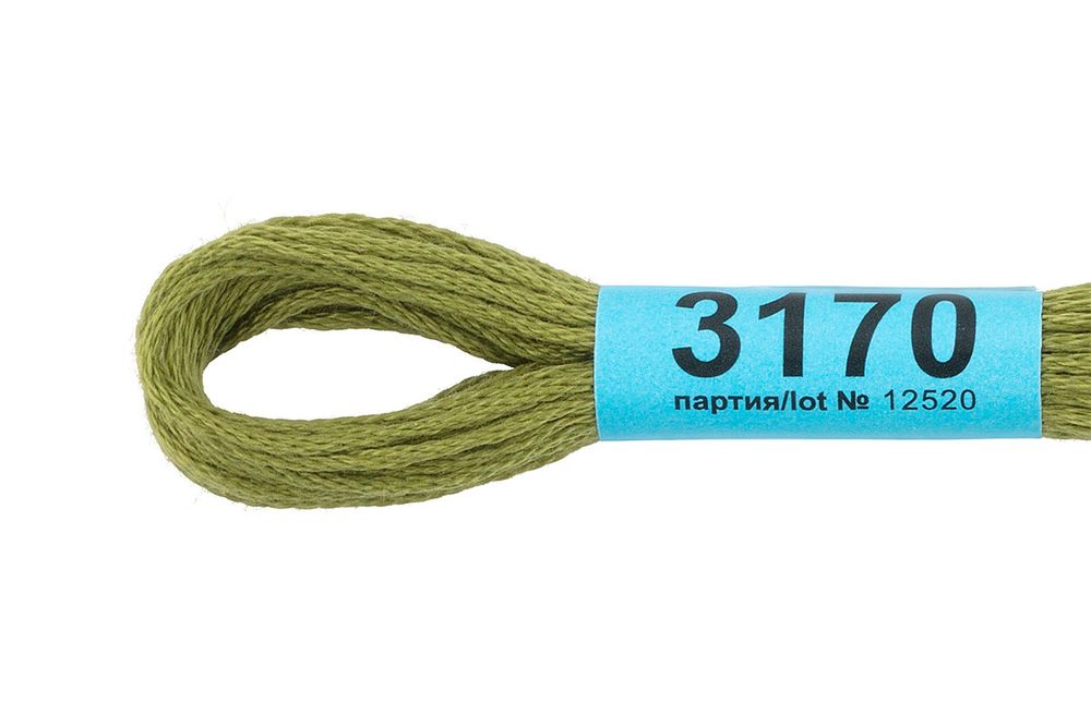 Мулине Gamma 100% хлопок, цв.3170 св.хаки, 24 мотка по 8 метров