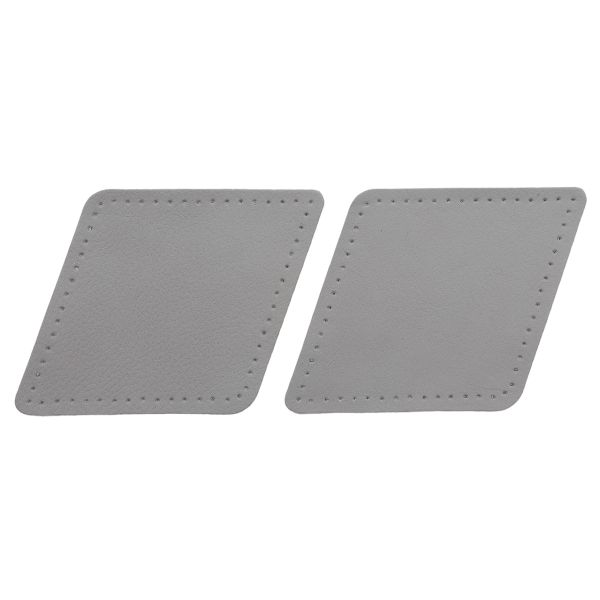 Заплатки пришивные из кожи, ромб 8х11,2см с перфорацией, 2 шт, 100% кожа, 07 серый, 9125