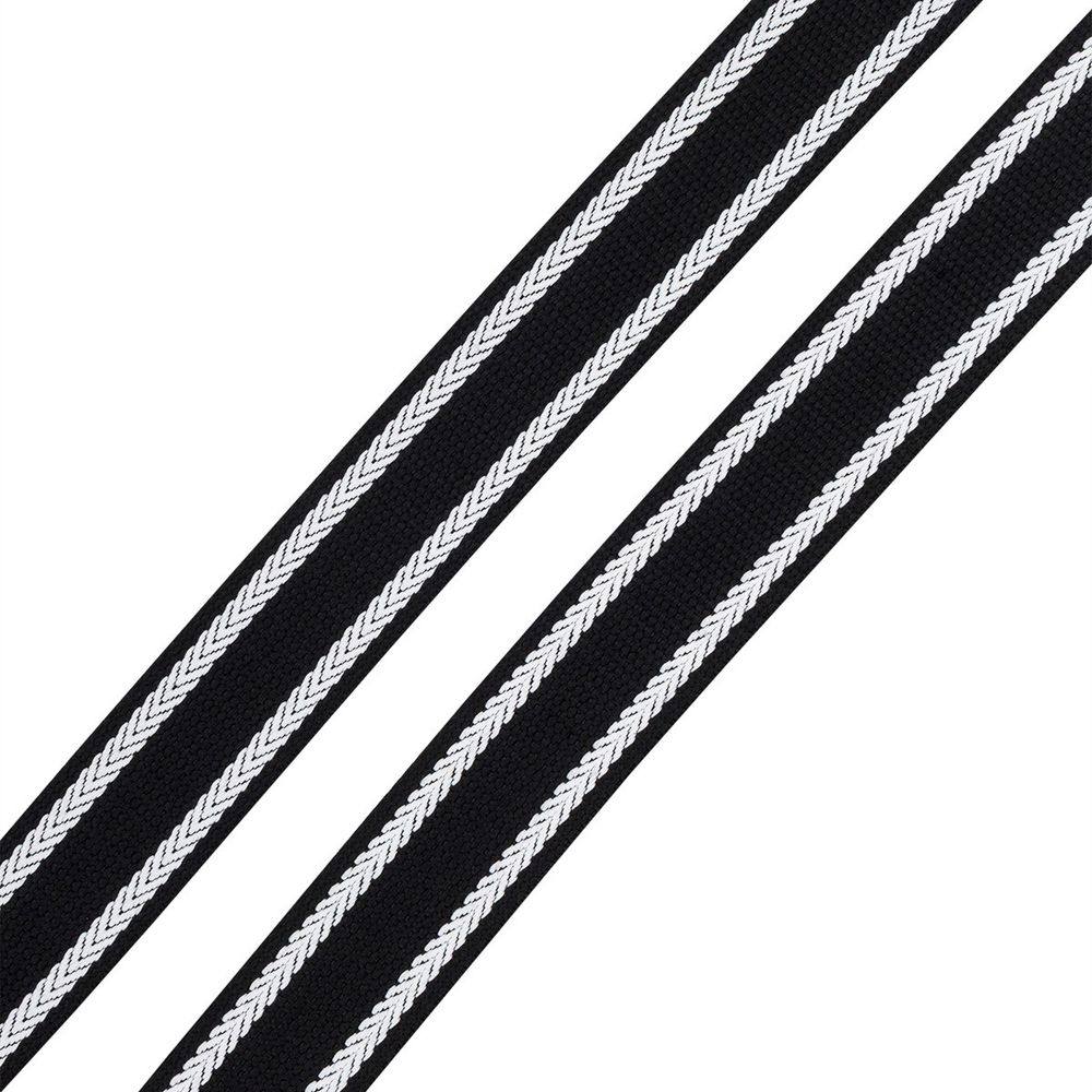 Стропа (ременная лента) 30 мм / 50 метров, с принтом 2-сторонняя, 1233 черный/белый, 3Al361