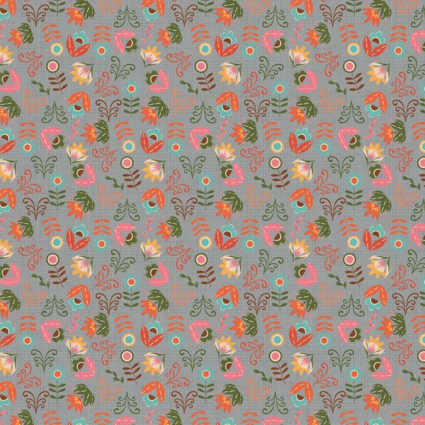 Ткань для пэчворка Peppy Лесные жители, рулон 112 см / 5 метров, ЛЖ-15 серый, Peppy