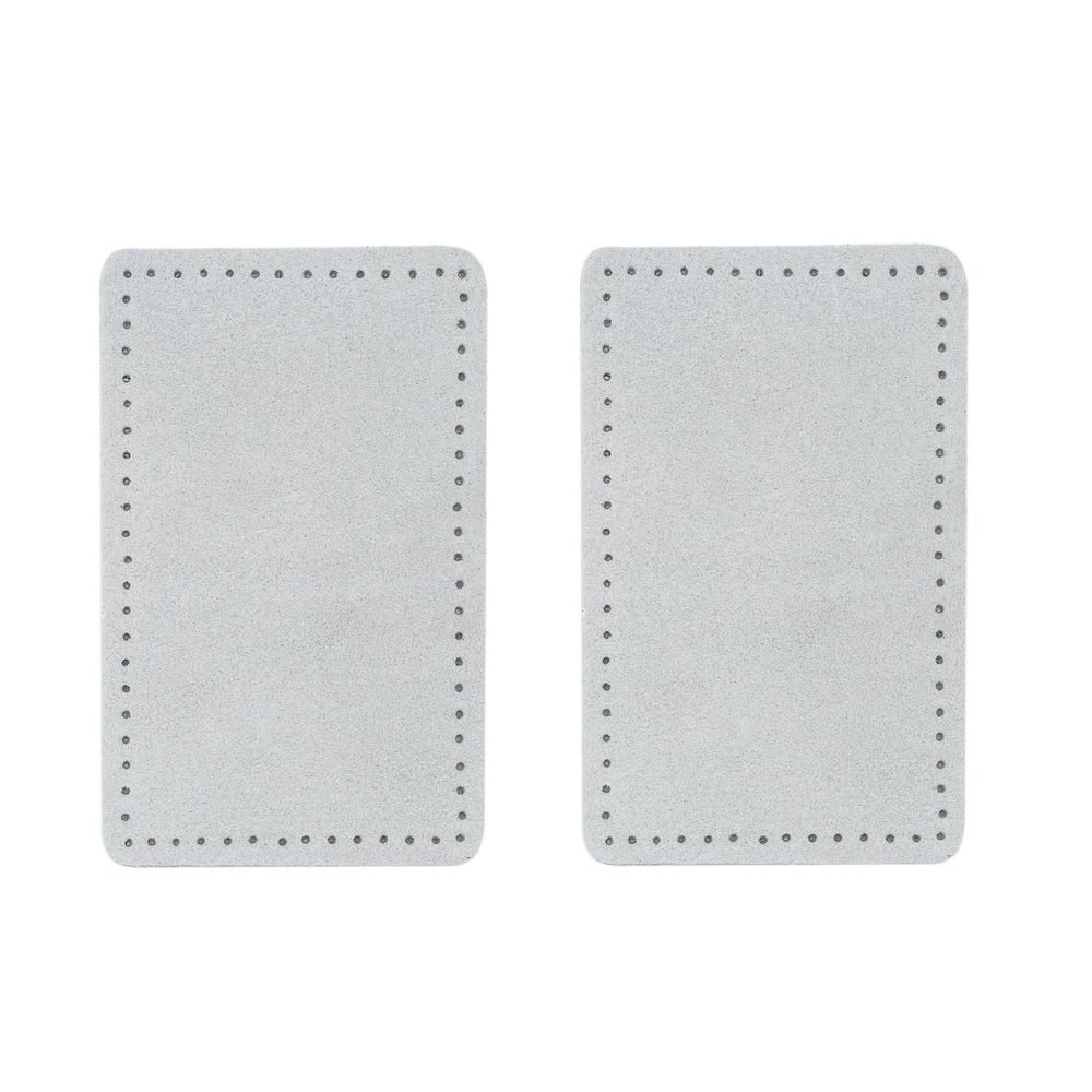 Заплатки пришивные из замши прямоугольник 6х9.6 см, с перфорацией, 2 шт, 100% кожа, 25 серо-белый, 59113