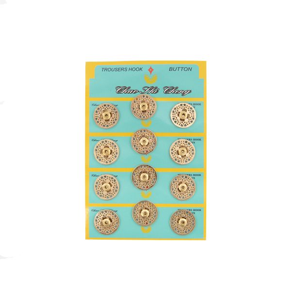 Кнопка пришивная металл ⌀24.0 мм, 12 шт, блистер, золото, CSC 27464