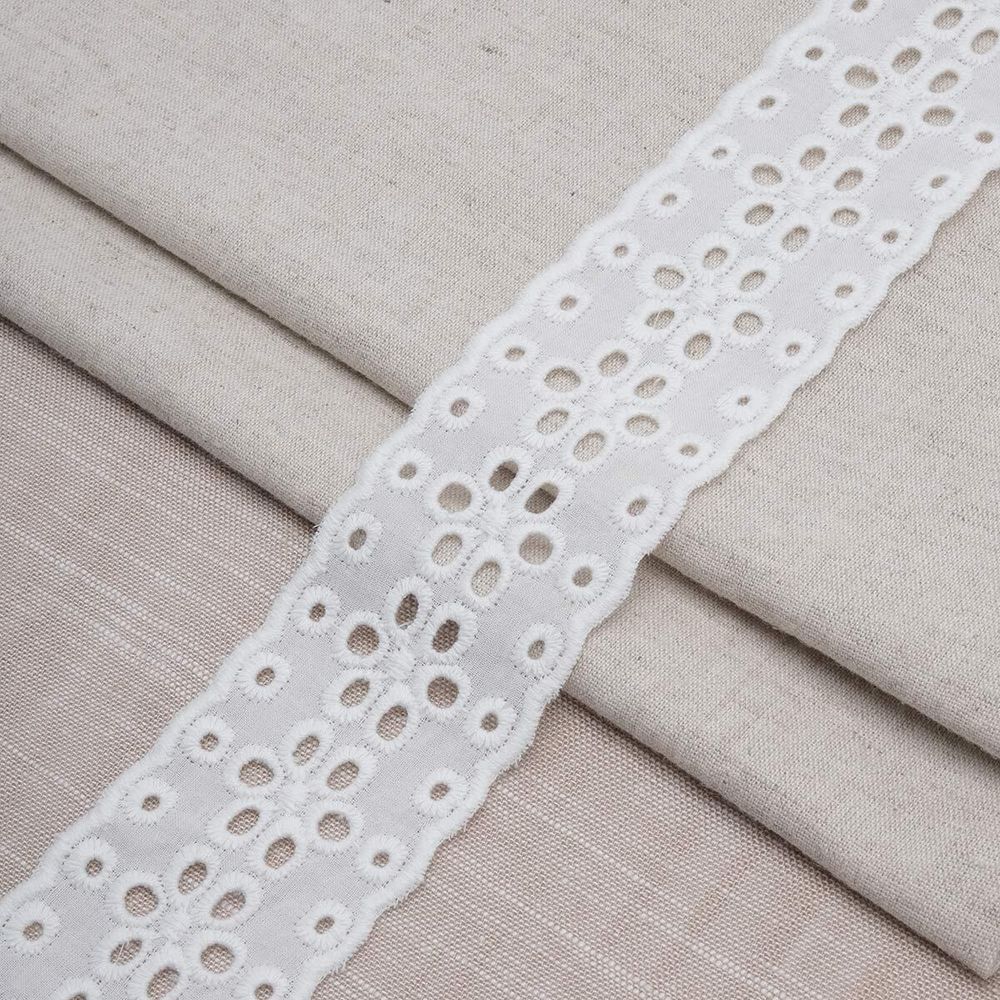 Кружево шитьё 50 мм / 13.7 метров, хлопок, (белый), 3AR2355