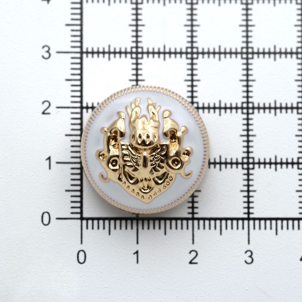 Пуговицы на ножке 36L (23мм), металл (White/G белый с золотом), 36 шт, ME 645