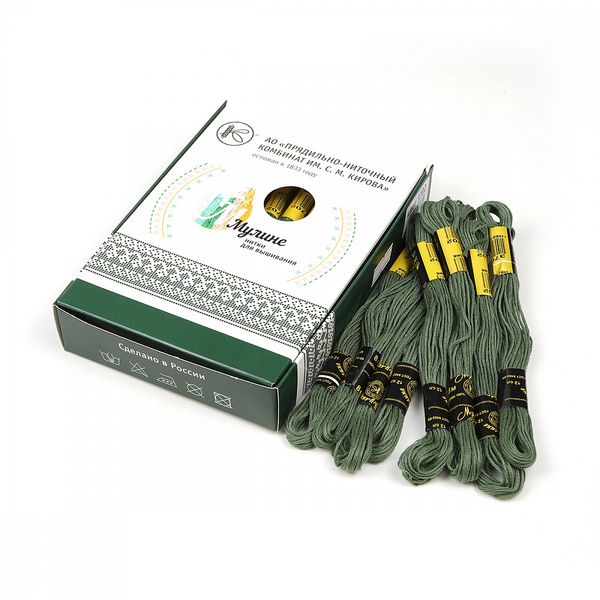 Мулине ПНК им.Кирова цв.3702 зеленый, 24 мотка по 8 метров