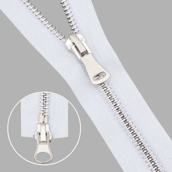 Молния металл Т5 (5 мм) 2 зам., разъем., 90 см, никель, 501 белый, 6535-0315, 5 шт