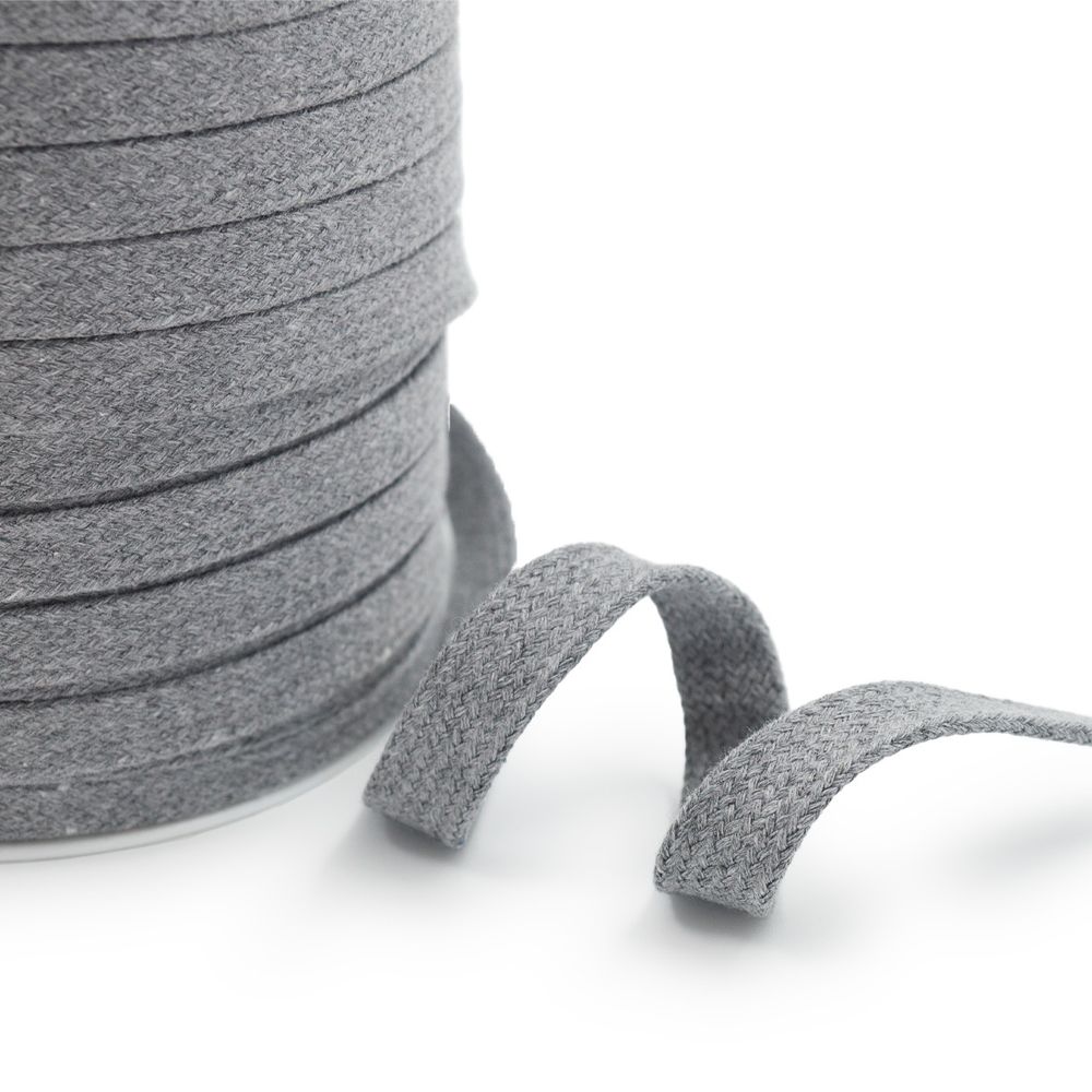 Шнур плоский плетеный х/б ⌀15.0 мм / 75 метров, (ГР) 05 серый, 07-4300