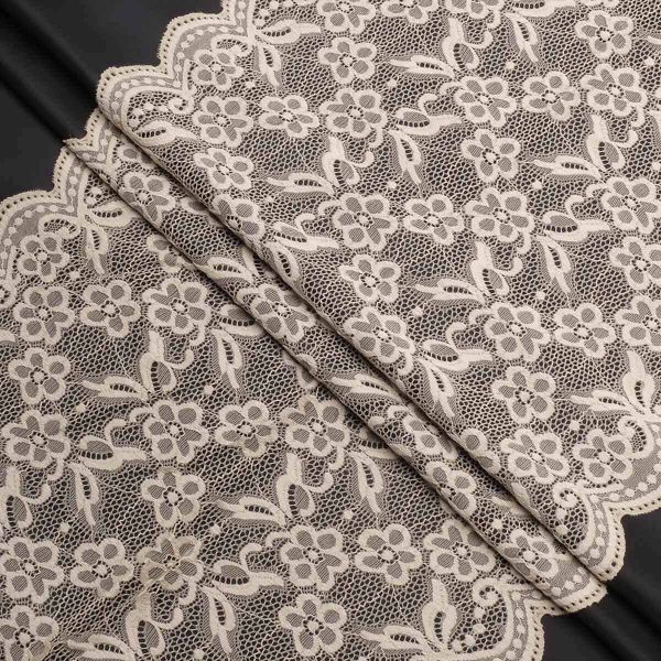 Кружево бельевое эластичное 400 мм / 3.4 метра, цвет телесный