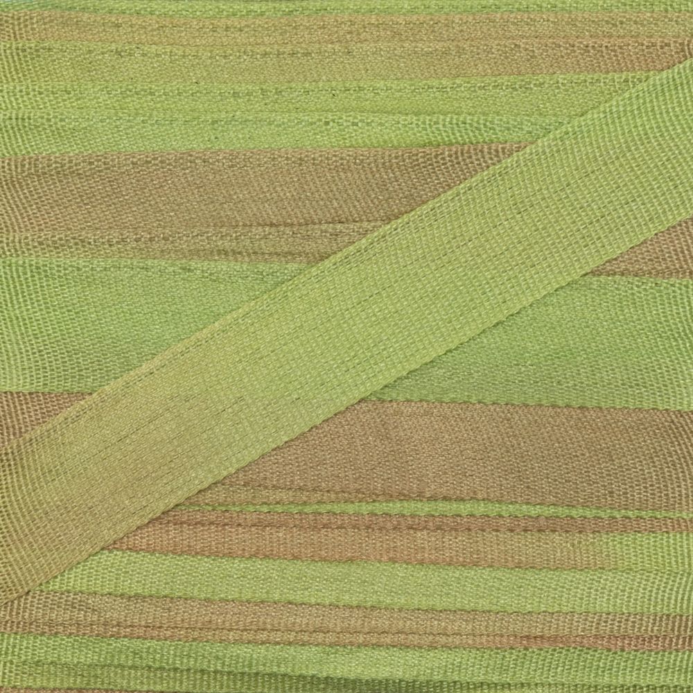 Лента (тесьма) шелковая 7.0 мм / 9.1±0.5 метров, M108.1 зеленый/св.коричневый, Gamma SRM-7