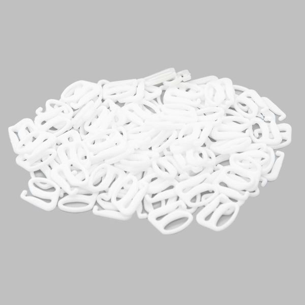 Крючки для бюстгальтера пластик 8.0 мм, 100 шт, белый, 614161