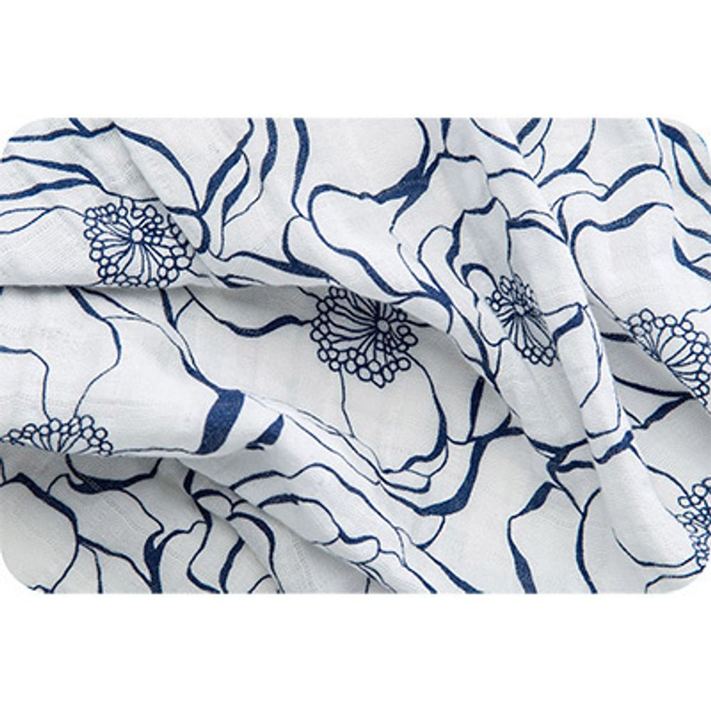 Ткань для пэчворка Peppy Embrace (марлевка), отрез 100х125 см, 120 г/м², bouquet cobalt, Shannon Fabrics