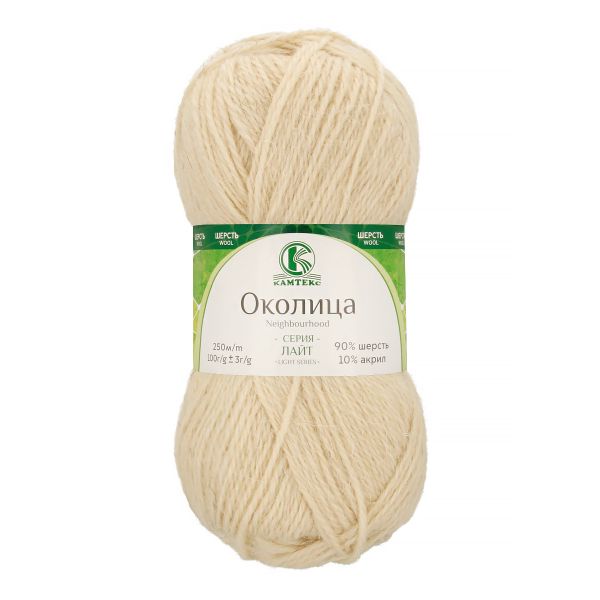 Пряжа Камтекс Околица / уп.5 мот. по 100 г, 250 м, цв.001 суровый