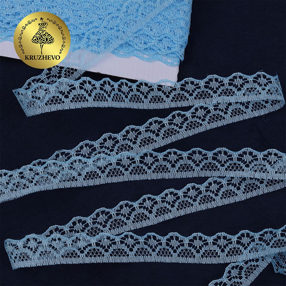 Кружево отделочное в стиле "трикотаж" 12 мм / 9.14 метров, TBY 150-2, цв.05 голубой