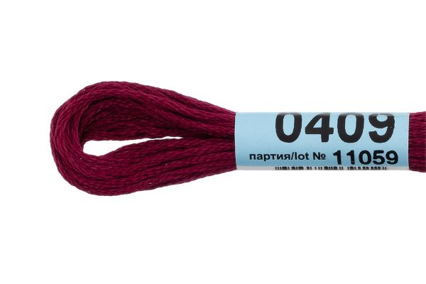 Мулине Gamma 100% хлопок, цв.0409 бордовый, 24 мотка по 8 метров