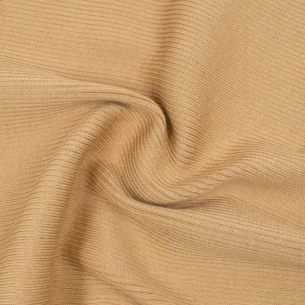 Полотно трикотажное шерсть-акрил плотное 2х2, 40 см / 1.3 метра, 070 соломенный, бежевый