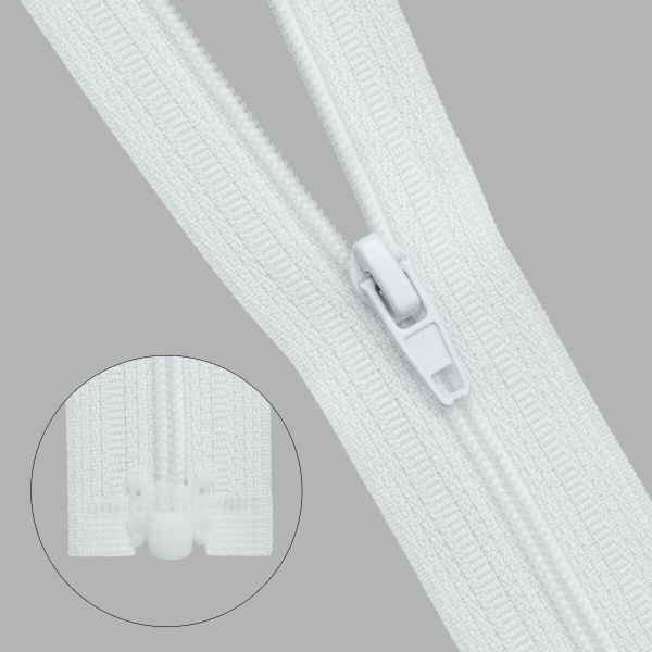 Молния спираль (витая) Т3 (3 мм) 1 зам., разъем., 40 см, 501 белый, 10 шт