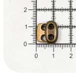 Фиксатор (зажим) для шнура металл плоский, 2 отв., 12х13.5 мм, (in ⌀3 мм), мет. цв.латунь, 20 шт