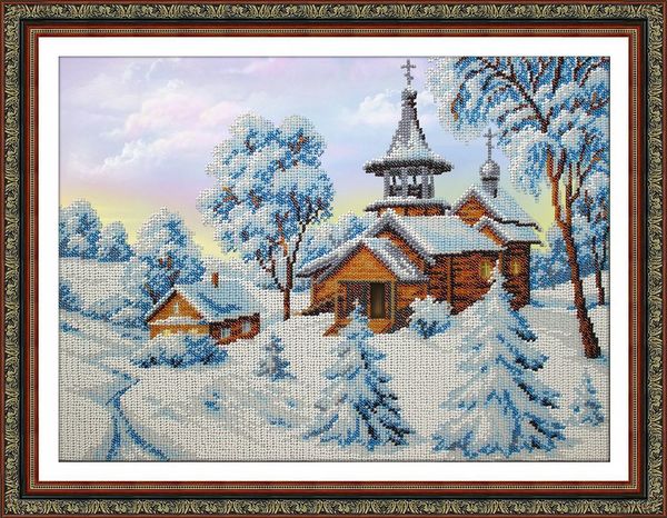 Набор для вышивания бисером Паутинка, Зимушка 38х28 см