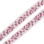 Лента атласная с рисунком 15.0 мм / 3 метра, Ягодная ветвь (розовый), Globus