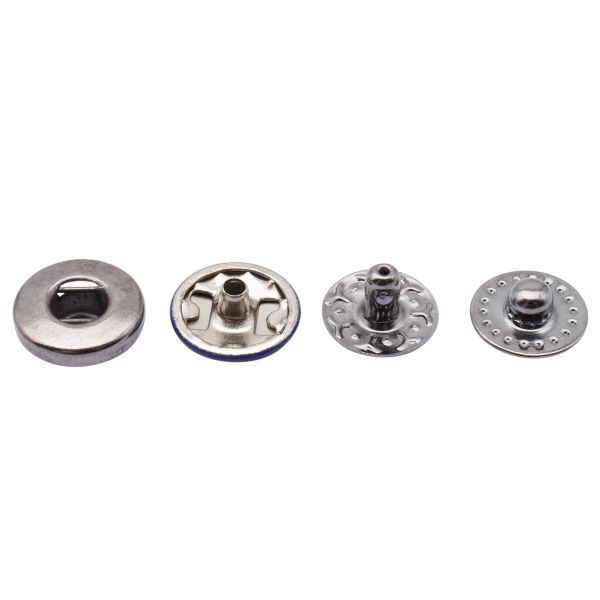 Кнопка Альфа (S-образная) ⌀10.0 мм, ≈144 шт, МЕТАЛЛ, эмаль, 569 т.синий глянцевый + отв.части чер.никель, ВТ-2, NEW STAR