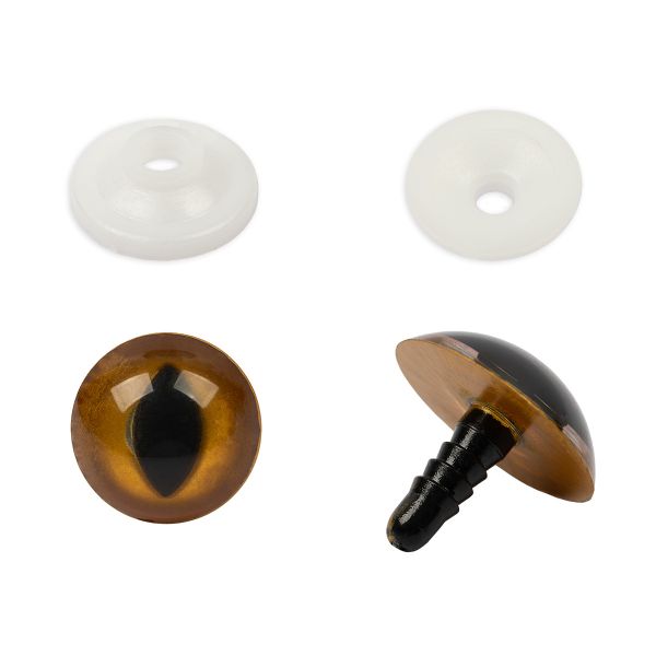 Глазки кукольные с кошачьим зрачком с фиксатором ⌀22 мм, 10 шт (5х2 шт), золотой, HobbyBe PGAS-22