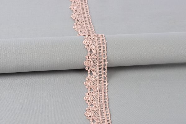Кружево гипюр (плетёное) 30 мм / 10 м, GP015BP пудровый (бежево-розовый), Gamma GGM-3003