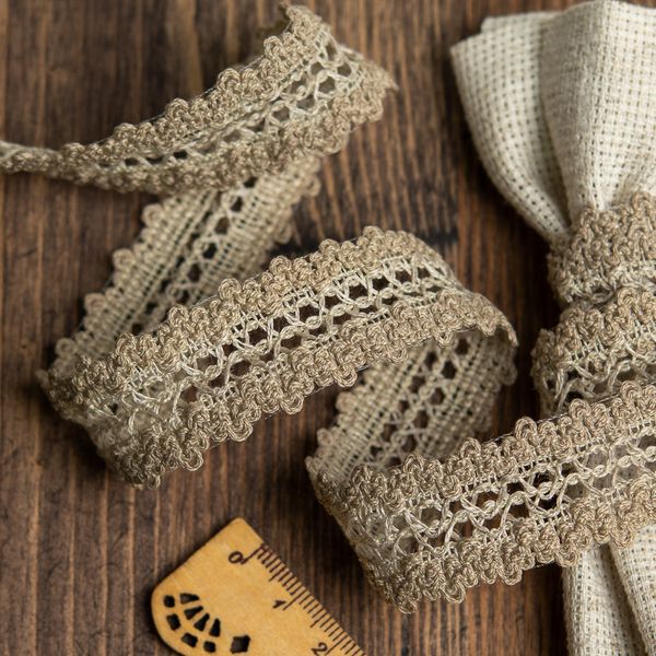 Кружево вязаное (тесьма) 23 мм / 10 метров, 6655 цв.71 льняной, Kruzhevo