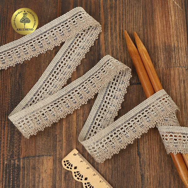 Кружево вязаное (тесьма) 30 мм, 6965, цв.071 льняной уп.25м, Kruzhevo