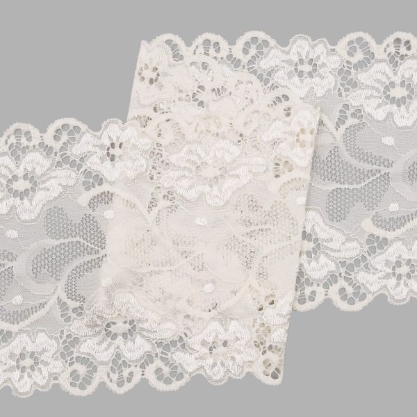 Кружево бельевое эластичное 150 мм / 13.72 м, цв. C571 молочный