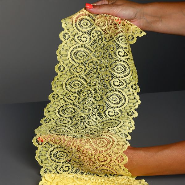 Кружево бельевое эластичное 180 мм / 3 м, TBY.L1351, цв.желтый, Kruzhevo