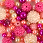 Бусины пластик ⌀8, 10, 12, 14, 18, 22 мм, 100±10 г, №01 розовый, Zlatka BWMX