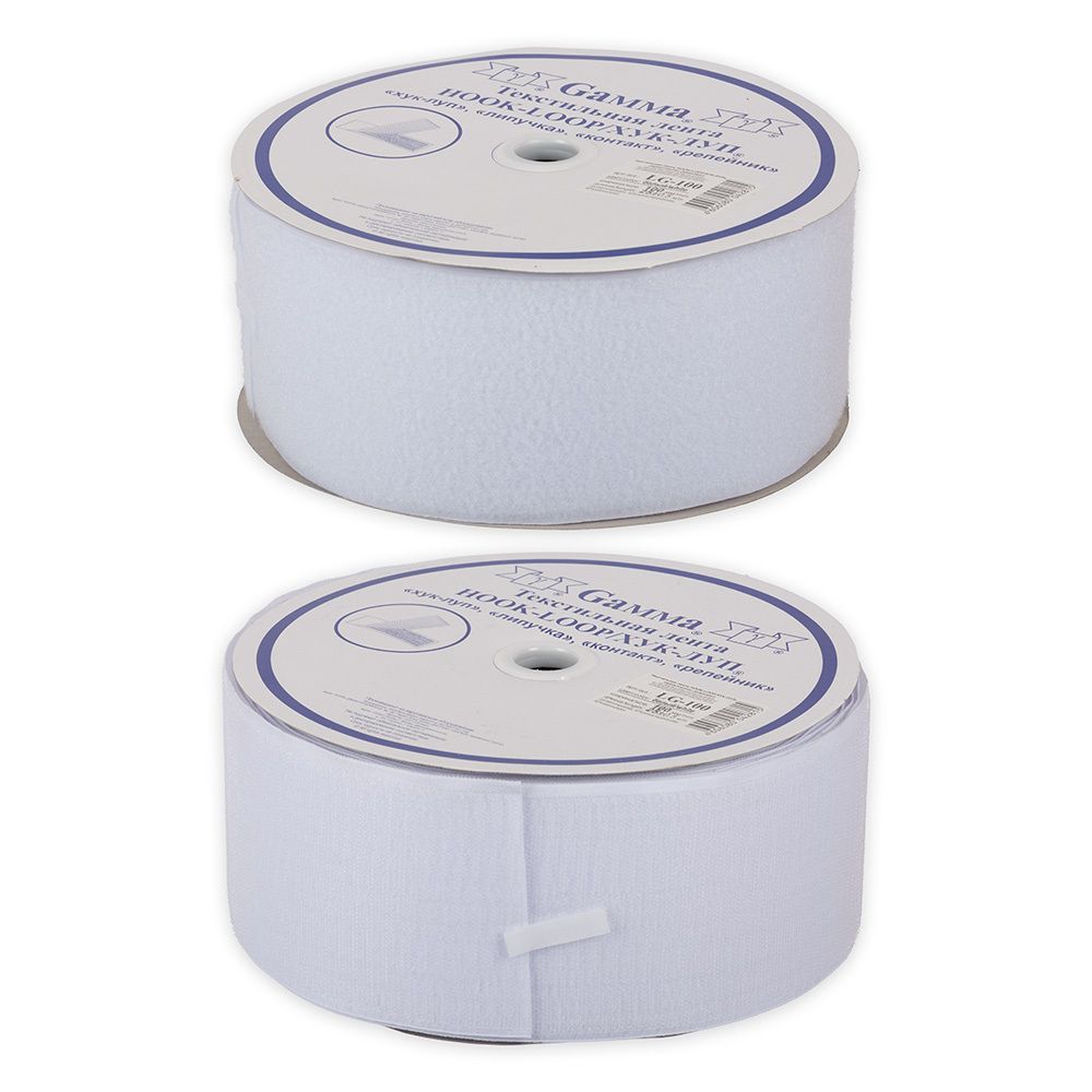 Лента контактная липучка (велкро) пришивная уп. 100 мм / 25 метров, черный, Gamma LG-100, ПАРА (крючок+петля), качество "B"