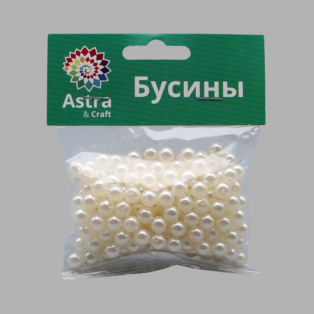 Бусины пластик (жемчуг) ⌀8 мм, 50 г, Astra&Craft (003 NL телесный)