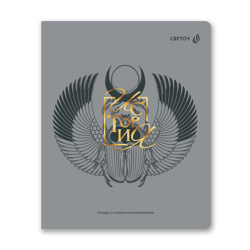 Тетрадь со справ.материал. Архивариус пластик.обл. 320мкм с тис.золот.фольгой. A5 48 л. на скобе 65 г/м², белизна 100% 10 шт, клетка, 01876 Архивариус История, Светоч Т290