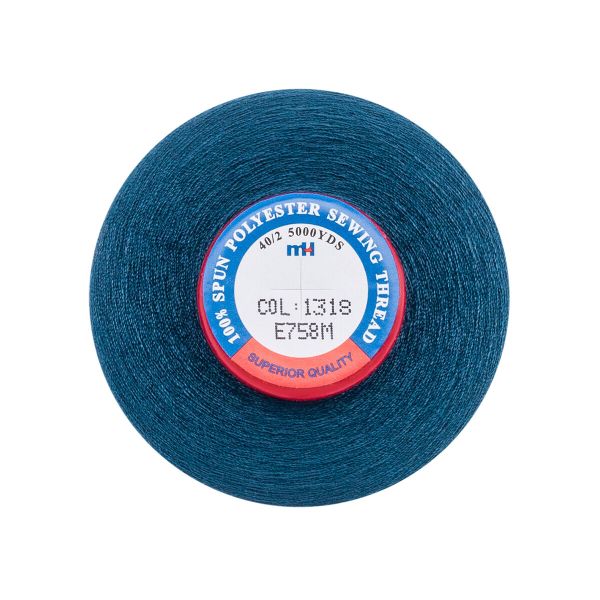 Нитки швейные Euron mH 40/2, 5000 ярд, 1318 синяя бирюза, 1 катушка