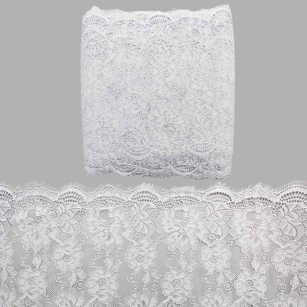 Кружево шантильи (реснички) на сетке 230 мм / 15 метров, D337 светло-серый, 3AR352