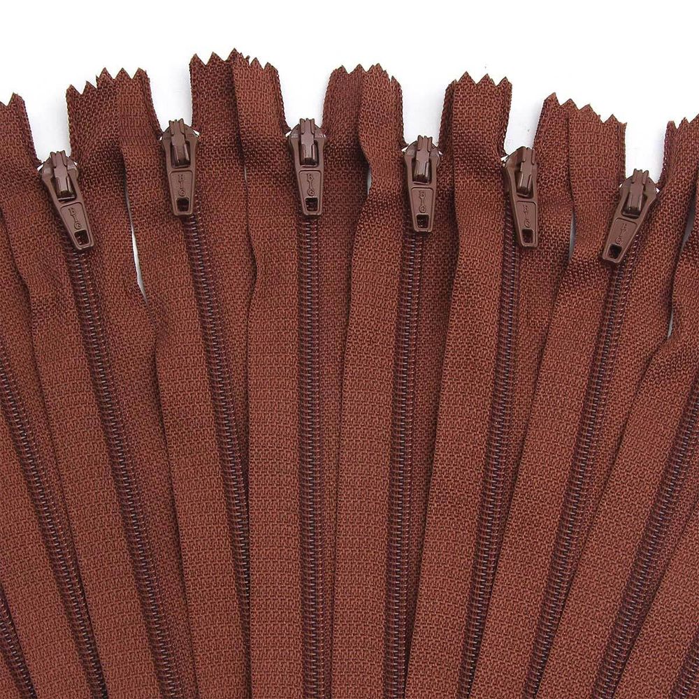 Молния спираль (витая) Т3 (3 мм) 1 зам., н/раз., 20 см, автомат, корич, 30099, 10 шт