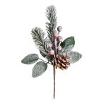 Веточка декоративная хвойная с шишкой и ягодами 26 см, 3 шт, 01, Blumentag
