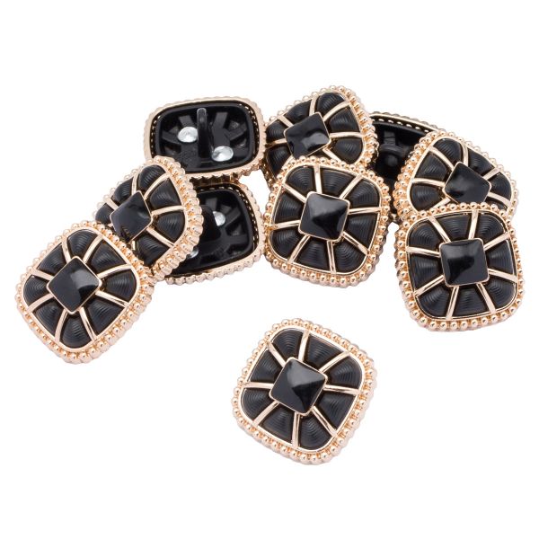 Пуговицы на ножке 28L=18 мм, металл, GD.Black (золото-черный), 10 шт, MP07