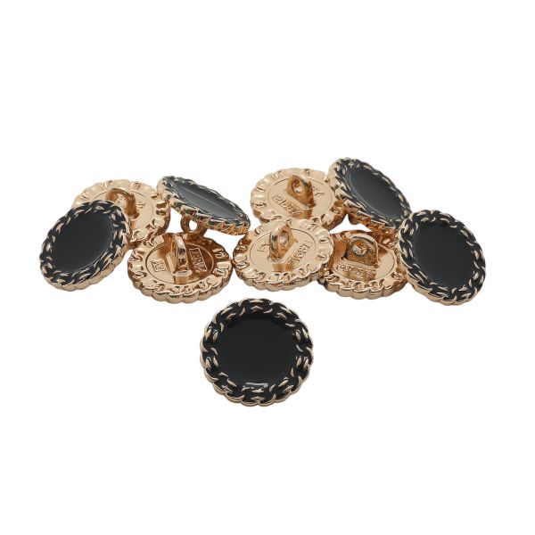 Пуговицы на ножке 24L=15 мм, металл, GD.Black (золото-черный), 10 шт, MP05