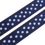 Лента атласная в горошек 45.0 мм / 3 метра, т.синий, Globus
