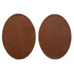 Заплатки пришивные из кожи, овал 8х10,9см с перфорацией, 2 шт, 100% кожа, 02 светло-коричневый, 9124