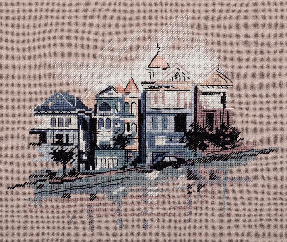 Набор для вышивания нитками Panna, Улица Штайнер, 21х18 см