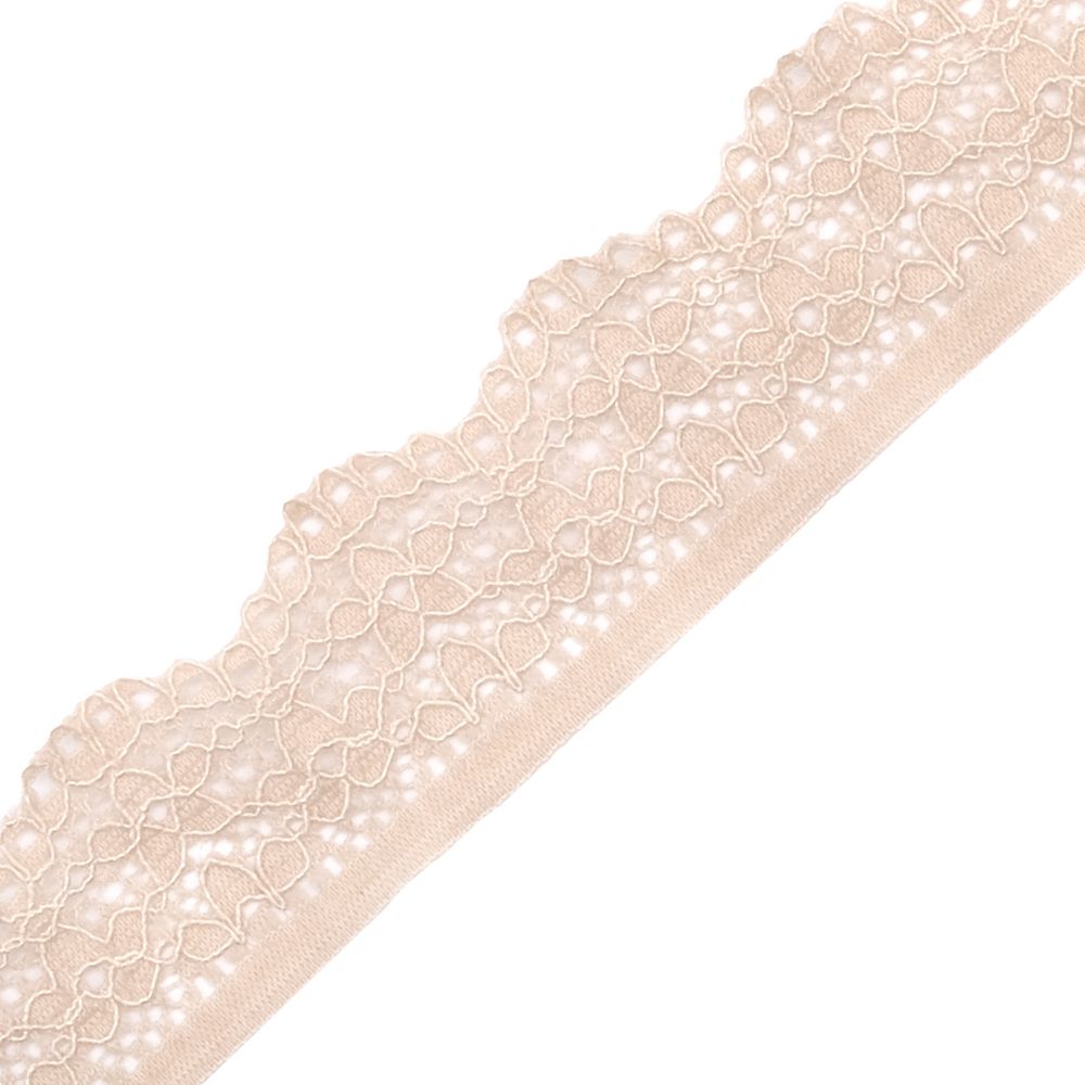 Кружево эластичное (стрейч) 25 мм / 50 метров, бежевый, К009.025