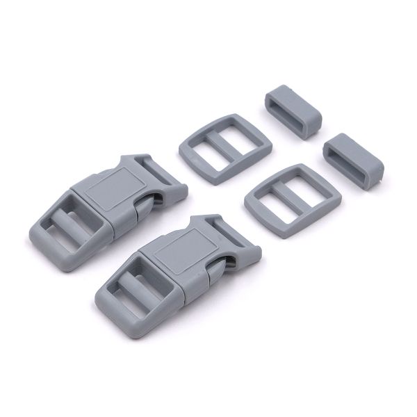 Фастекс (пряжка трезубец), рамка и рамка-регулятор 15мм, пластик, (2 компл.) Hobby&Pro, серый, A03001037-15