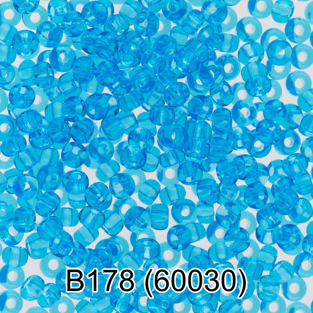 Бисер Preciosa круглый 10/0, 2.3 мм, 50 г, 1-й сорт. B178 голубой, 60030, круглый 2