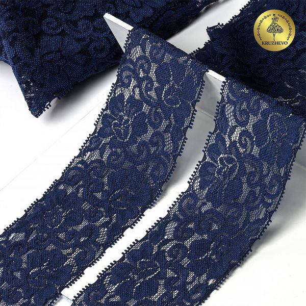 Кружево эластичное (стрейч) 65 мм, L840, цв.S919 синий сапфир уп.25м, Kruzhevo