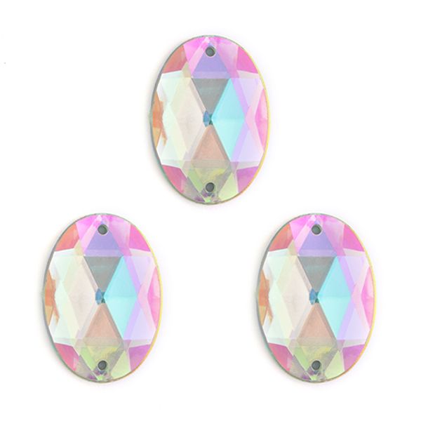 Стразы пришивные акриловые 18x25 мм овал цв.23AB, уп.50 шт