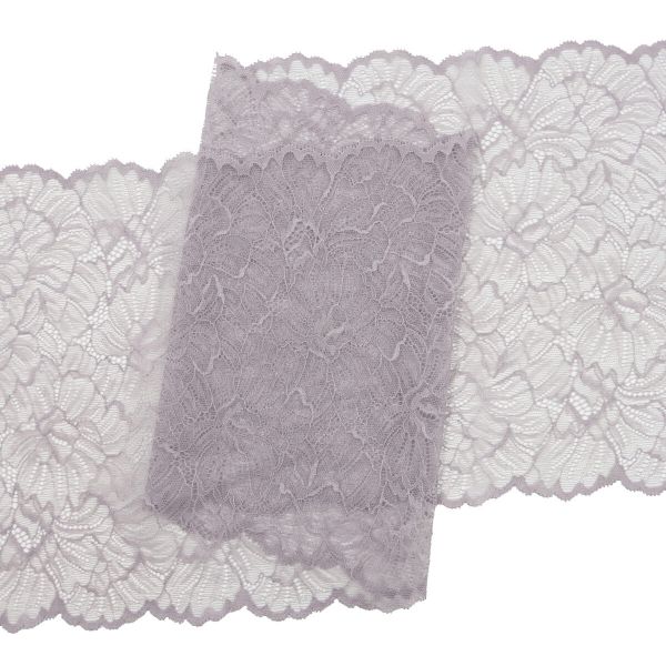 Кружево бельевое эластичное 240 мм / 3.4 метра, цвет светло-серый
